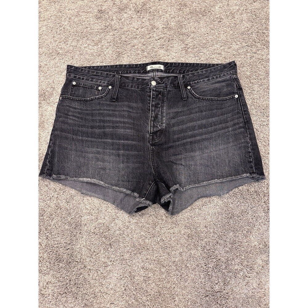Madewell Relaxed Denim Shorts Midrise Jean Button Fly Women Size 35 Black